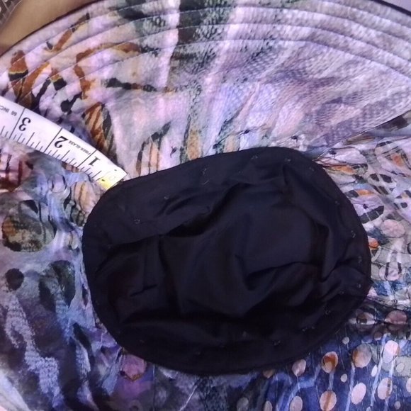Peackock And Black Silk One Of Kind Hat Large Rim That Stays Up P - Picture 9 of 16